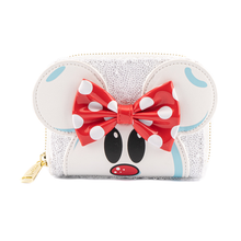 Load image into Gallery viewer, Disney Mini Backpack and Wallet Set Minnie Mouse Snowman Sequin Loungefly