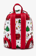 Load image into Gallery viewer, Peanuts Mini Backpack Snoopy & Woodstock Holiday AOP Loungefly
