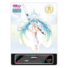 Load image into Gallery viewer, Hatsune Miku Acrylic Stand Racing Miku GT Project 15th Anniversary 2015 Ver. Caravan