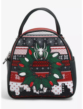 Load image into Gallery viewer, Marvel Convertible Mini Backpack to Crossbody Spider-Man Christmas Sweater GITD