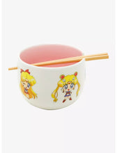 Load image into Gallery viewer, Sailor Moon Ramen Bowl with Chopsticks Crystal Chibi Sailor Guardians Just Funky
