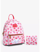 Load image into Gallery viewer, Sanrio Mini Backpack Wallet Set Cinnamoroll Strawberry AOP Loungefly