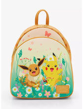 Load image into Gallery viewer, Pokemon Mini Backpack Eevee and Pikachu Field of Flowers Loungefly
