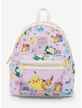 Load image into Gallery viewer, Pokemon Mini Backpack Purple Floral Teacups AOP Loungefly