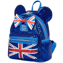 Load image into Gallery viewer, Disney Mini Backpack Minnie Mouse Union Jack Sequin Loungefly