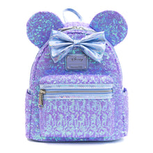 Load image into Gallery viewer, Disney Mini Backpack Minnie Mouse Purple Sequin Loungefly
