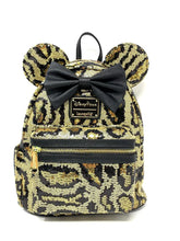 Load image into Gallery viewer, Minnie Mouse Mini Backpack and Cardholder Set Sequined Animal Print Cheetah Loungefly