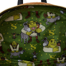 Load image into Gallery viewer, Dreamworks Mini Backpack Shrek, Donkey, and Puss in Boots Triple Pocket Loungefly
