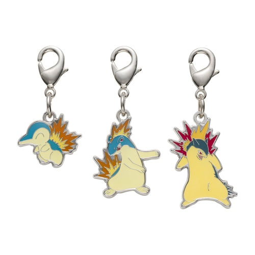 Pokemon Metal Charm Set Cyndaquil, Quilava, & Typhlosion National Encyclopedia Pokemon Center