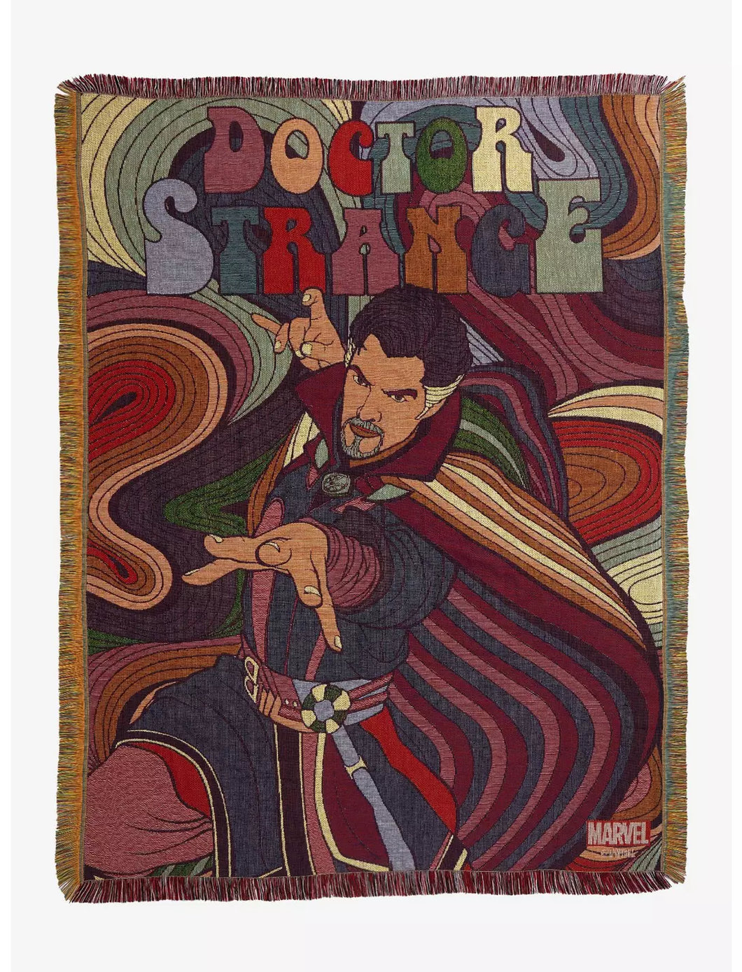 Marvel Doctor Strange Woven Throw Blanket Spellcasting Tapestry Silver Buffalo