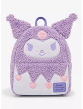 Load image into Gallery viewer, Sanrio Mini Backpack Kuromi Fuzzy Pastel Loungefly
