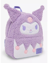 Load image into Gallery viewer, Sanrio Mini Backpack Kuromi Fuzzy Pastel Loungefly
