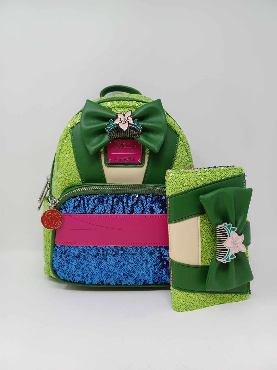 Disney Mini Backpack and Wallet Set Mulan Cosplay Sequin Loungefly