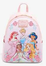 Load image into Gallery viewer, Disney Mini Backpack Princesses Pink Floral Loungefly
