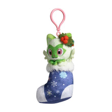 Load image into Gallery viewer, Pokemon Plush Keychain Sprigatito Holiday 2023 Pokemon Center
