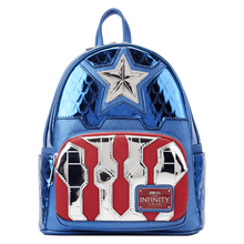 Load image into Gallery viewer, Marvel Mini Backpack Captain America Metallic Cosplay Loungefly
