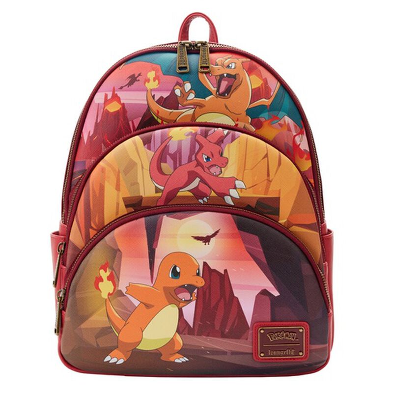 Pokemon Mini Backpack Charmander Evolutions Triple Pocket Loungefly