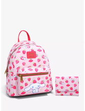 Load image into Gallery viewer, Sanrio Mini Backpack Wallet Set Cinnamoroll Strawberry AOP Loungefly
