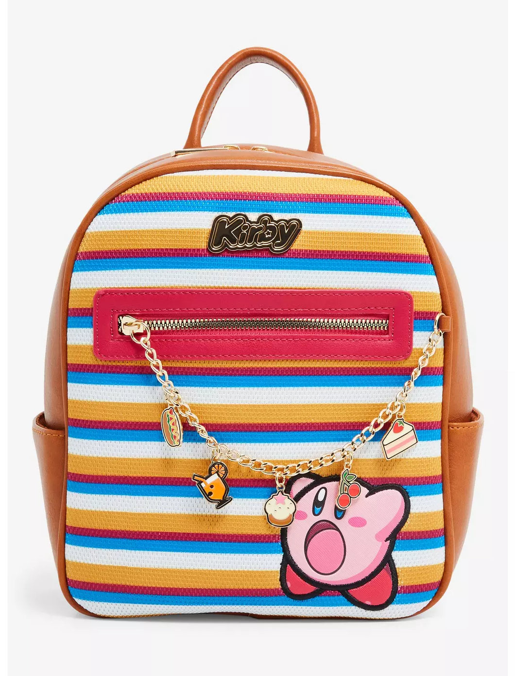 Kirby Mini Backpack Kirby Striped with Charm Bioworld