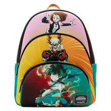 Load image into Gallery viewer, My Hero Academia Mini Backpack Deku Bakugo Uraraka Triple Scene Loungefly
