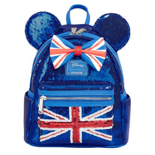 Load image into Gallery viewer, Disney Mini Backpack Minnie Mouse Union Jack Sequin Loungefly
