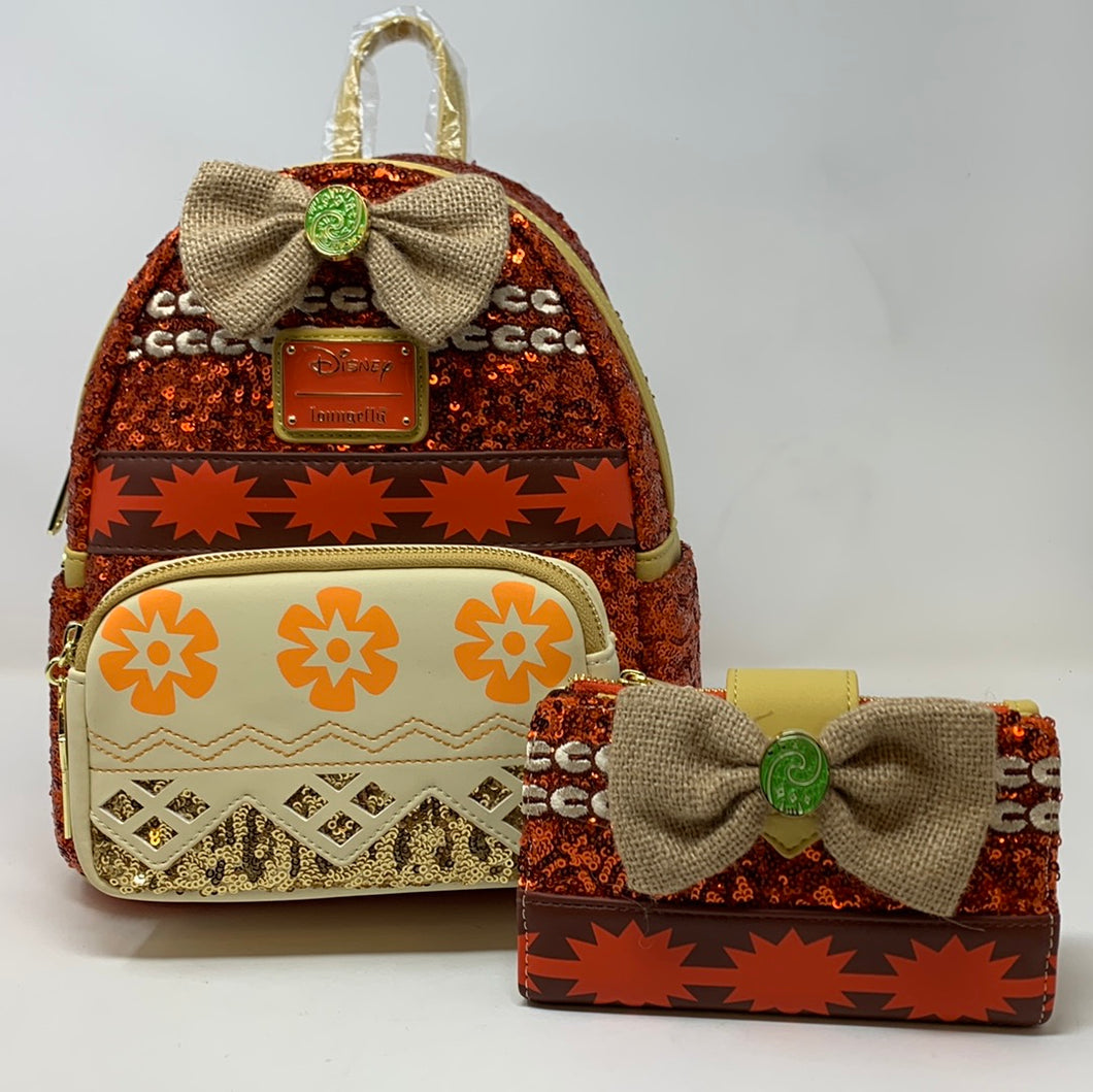 Disney Mini Backpack Wallet Set Moana Sequin Loungefly