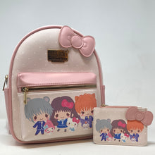 Load image into Gallery viewer, Fruits Basket x Hello Kitty and Friends Mini Backpack and Cardholder Set Chibi Characters Bioworld
